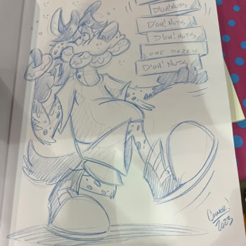A goofy sketch done for a client at the convention