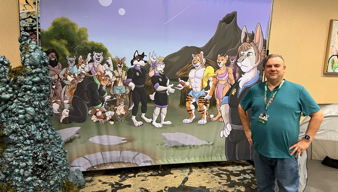 Themed mural designed and illustrated for Texas Furry Fiesta