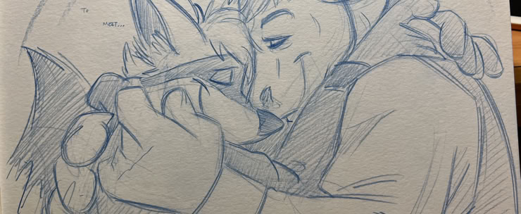 A tender sketch done for a fan who had recently lost a beloved friend
