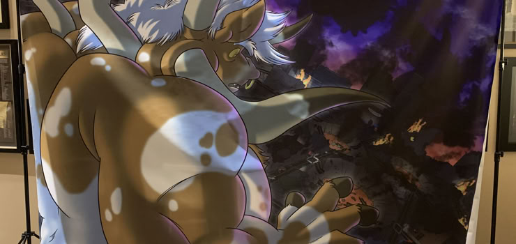 Themed mural designed and illustrated for Texas Furry Fiesta