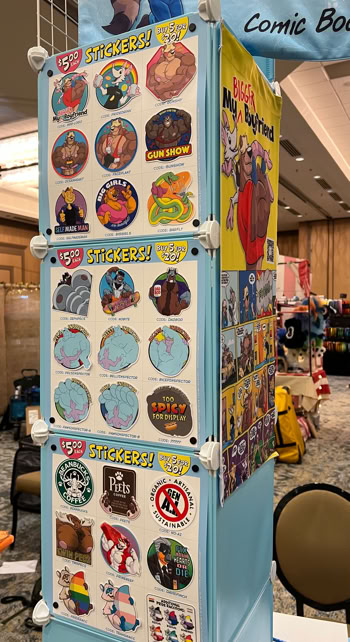 Display of available stickers, Texas Furry Fiesta '26