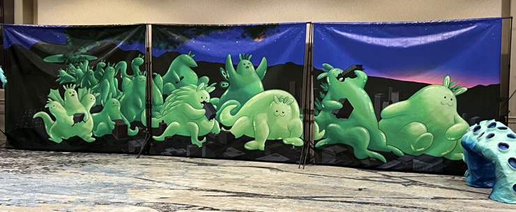 Themed mural designed and illustrated for Texas Furry Fiesta